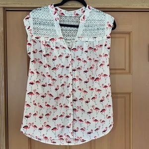 Pleione flamingo print top